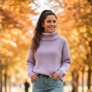 Madewell Woman’s XS Turtleneck Purple Knitted Soft Casual
